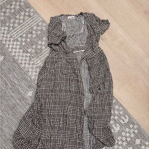 Urban Outfitters brown and White Plaid Long Sleeve Dress